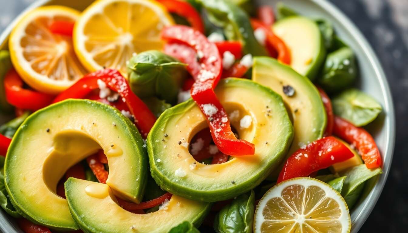 Salade minceur : avocat et poivron rouge