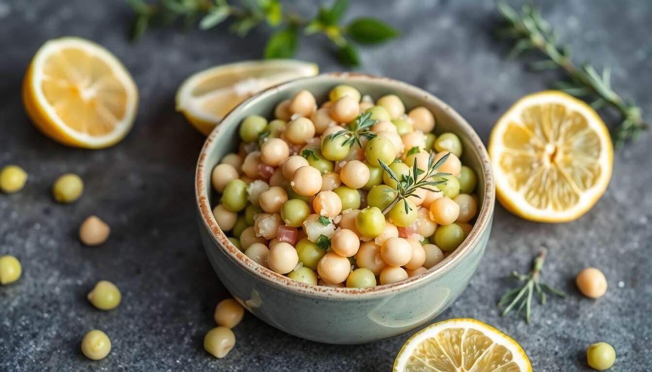 Salade minceur de pois chiches à la menthe et au citron