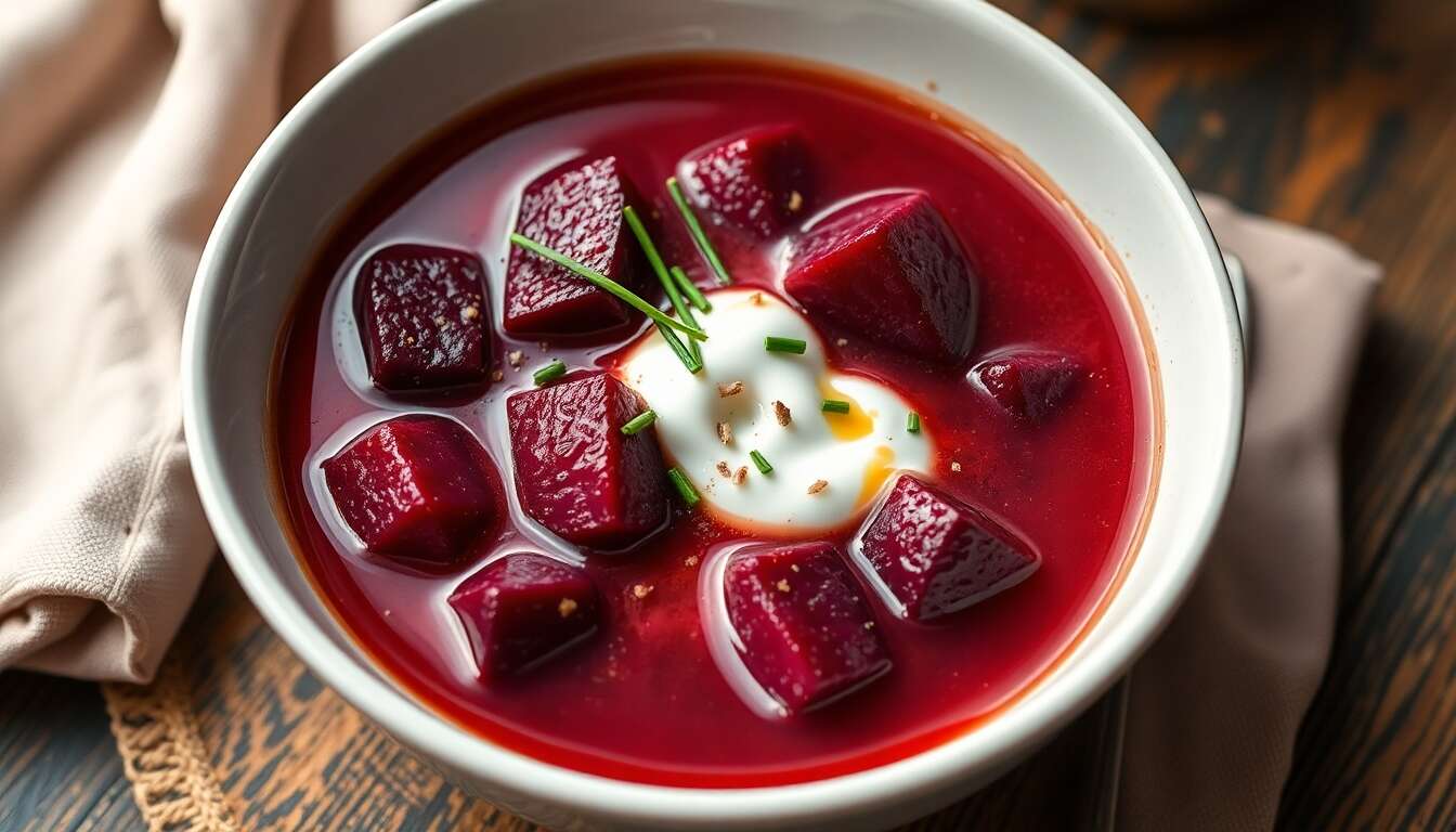 Soupe chaude de betteraves : recette minceur savoureuse