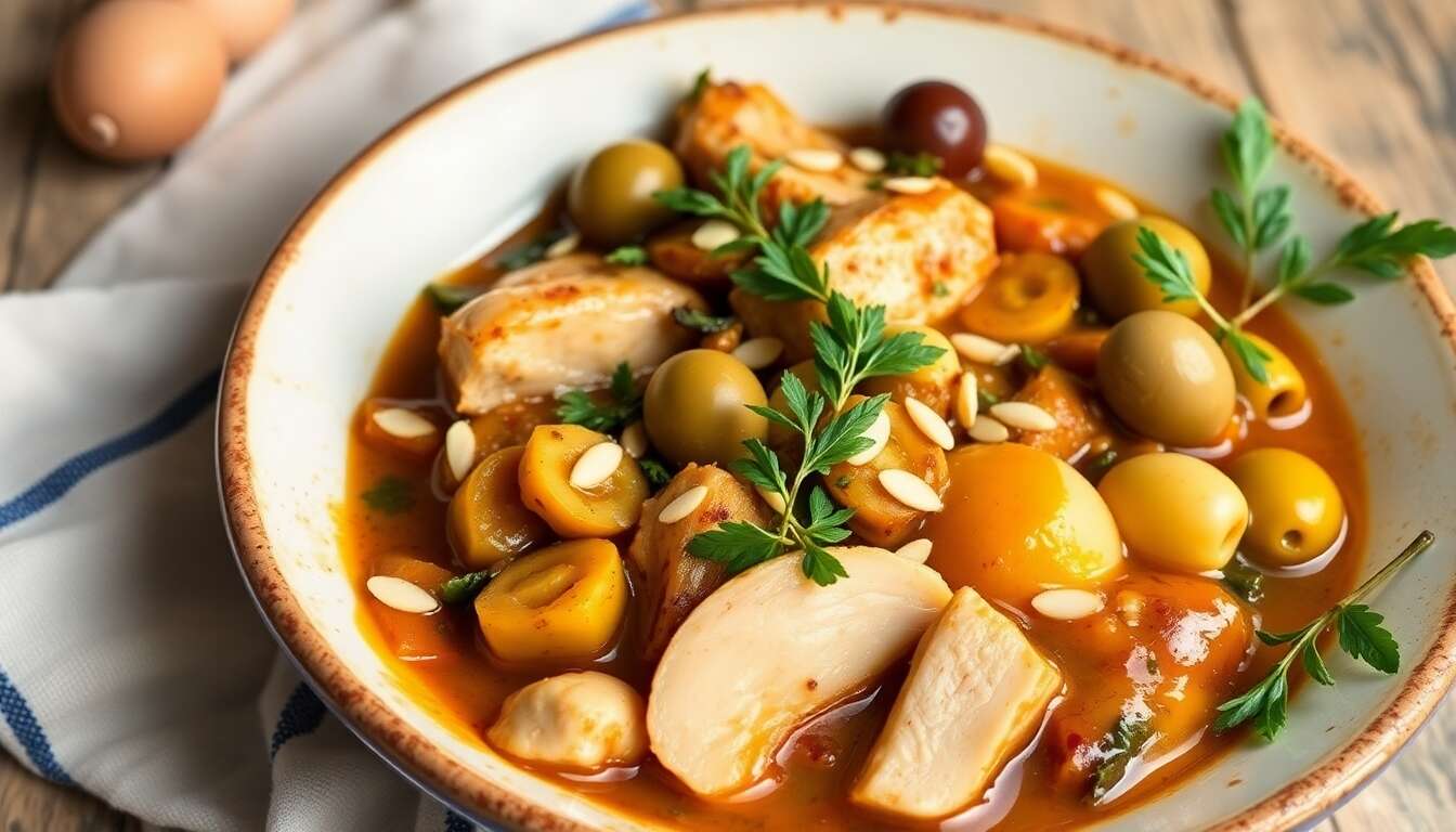 Tajine de poulet aux olives : recette minceur savoureuse