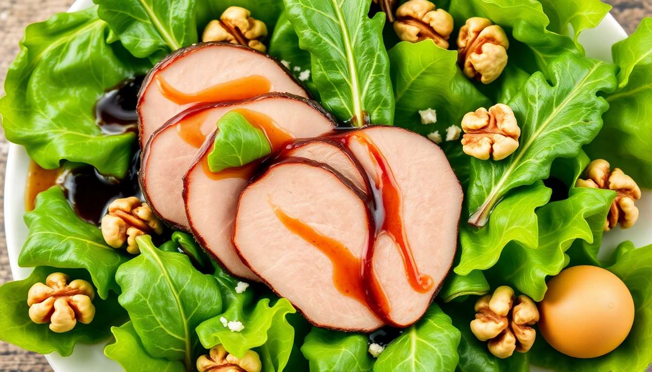Salade minceur : mâche et magrets de canard