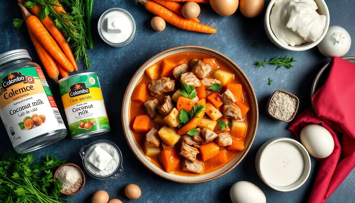 Colombo express de porc aux légumes et lait de coco
