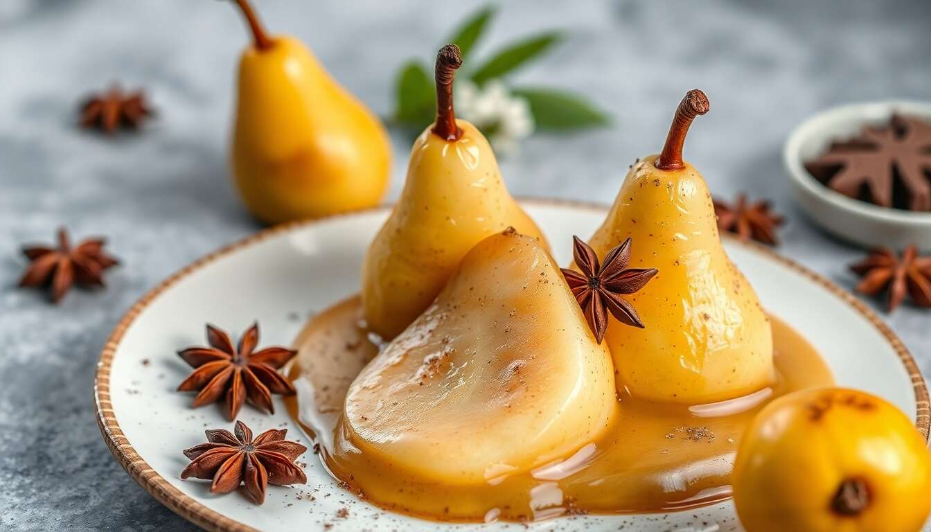 Poires Belle-Hélène à la Badiane : recette Minceur Délicieuse