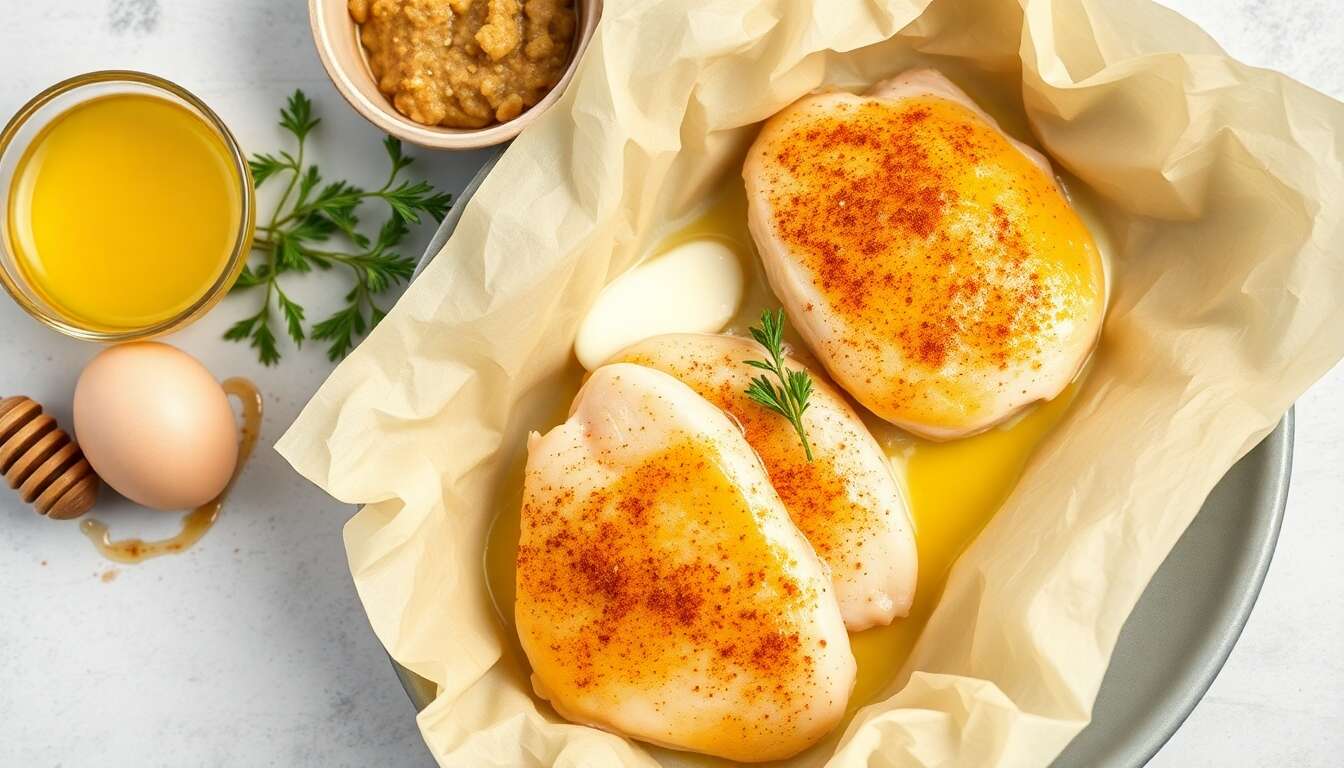 Filets de poulet en papillote à la moutarde : recette minceur