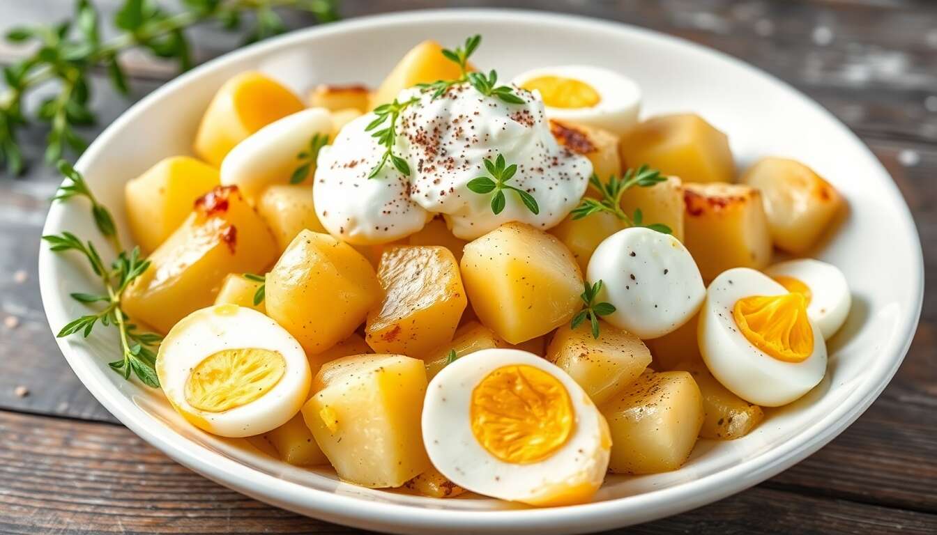 Salade composée minceur : pommes de terre et blancs d'œufs