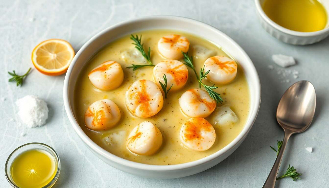 Velouté de courgettes aux Saint-Jacques : recette minceur savoureuse