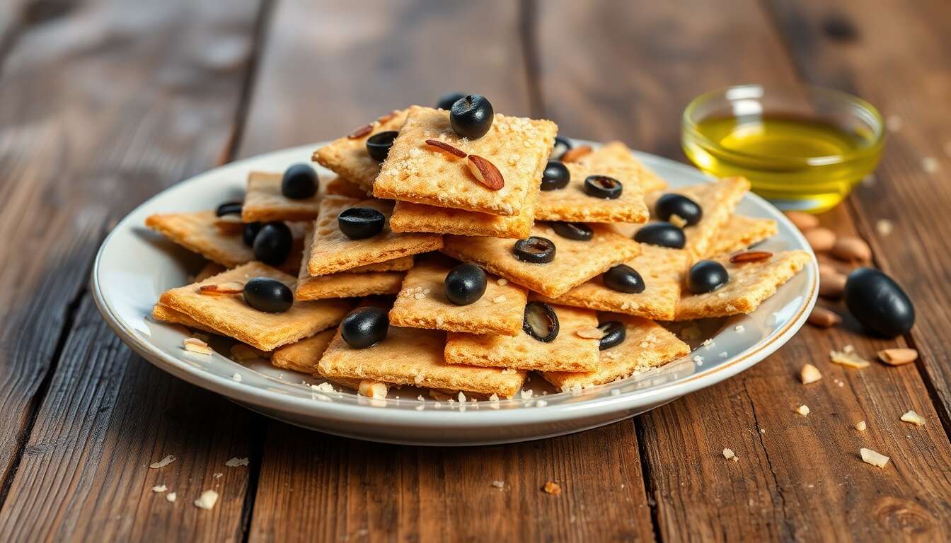Croquants salés aux amandes et olives : recette minceur savoureuse