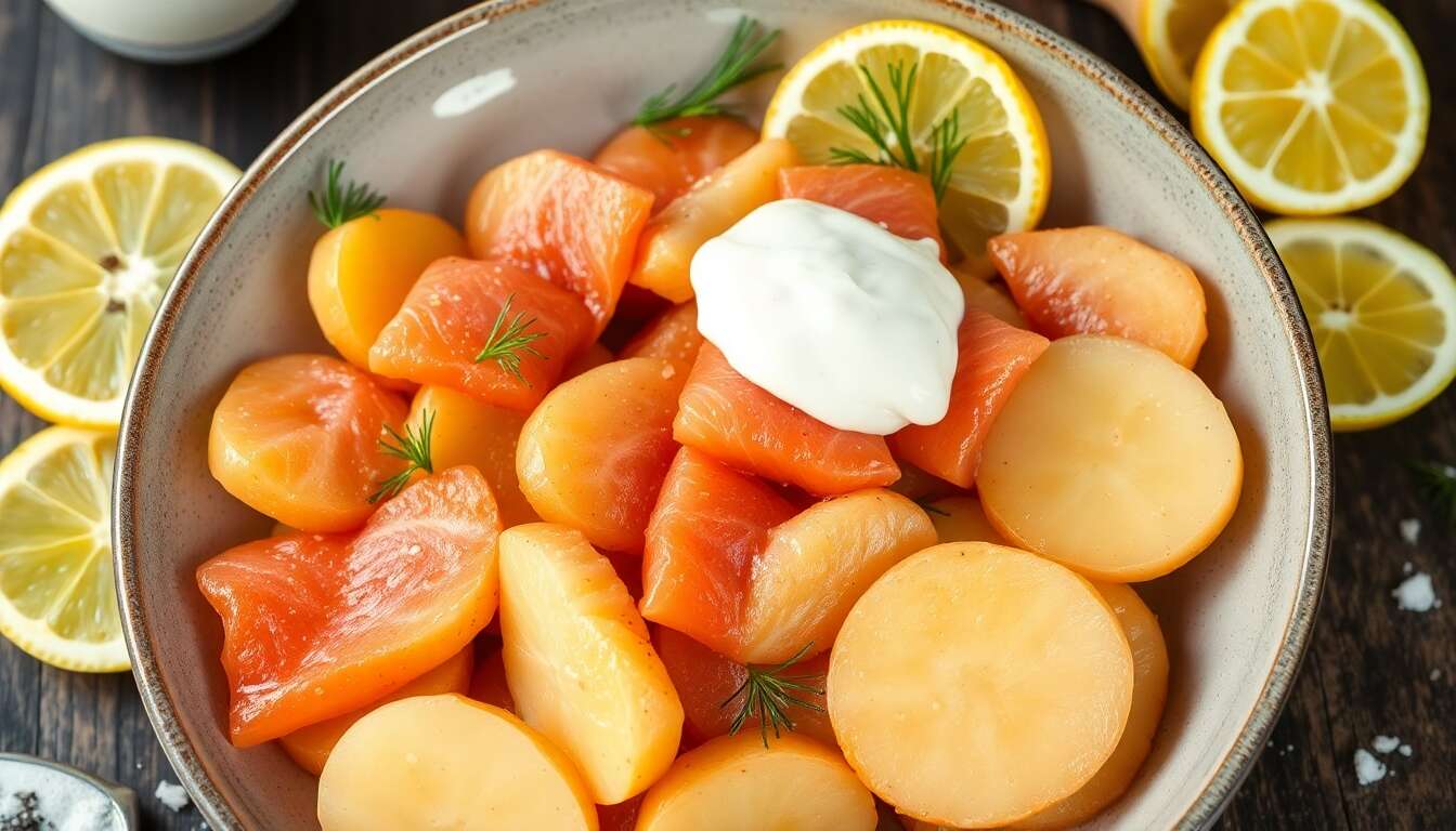 Pommes de terre au saumon fumé : recette minceur savoureuse