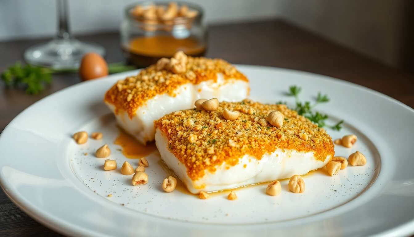 Dos de cabillaud en croûte de noisette : recette minceur savoureuse