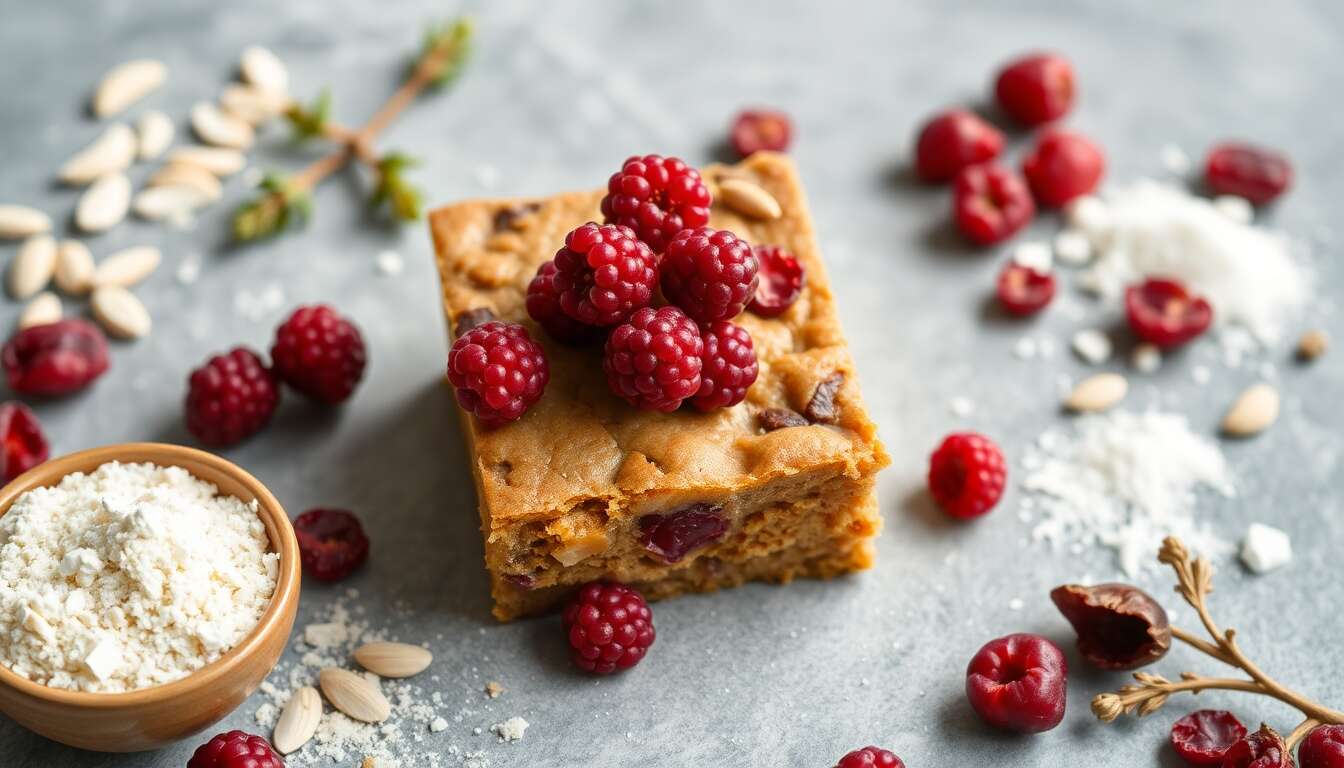 Blondie vegan aux fruits rouges : recette minceur savoureuse