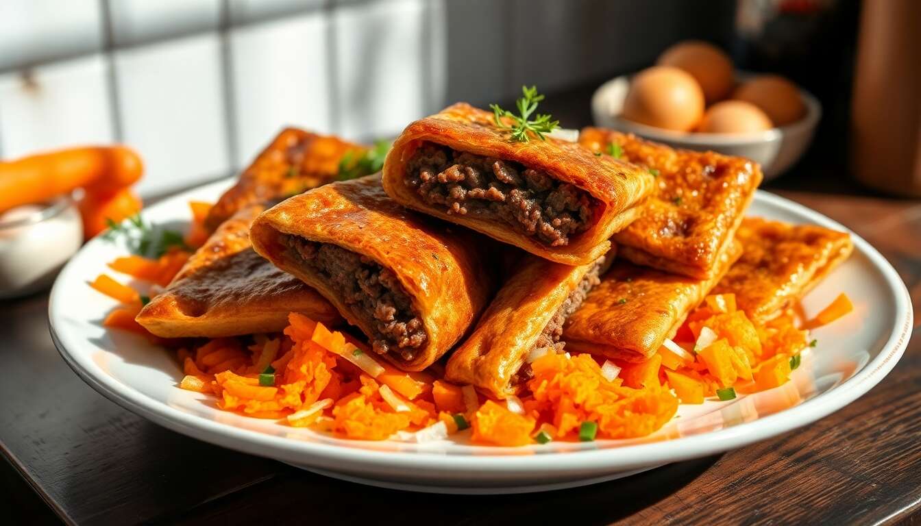 Bricks minceur à la viande hachée et légumes : recette savoureuse