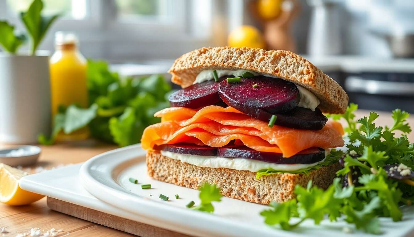 Recette minceur : club sandwich betteraves et saumon
