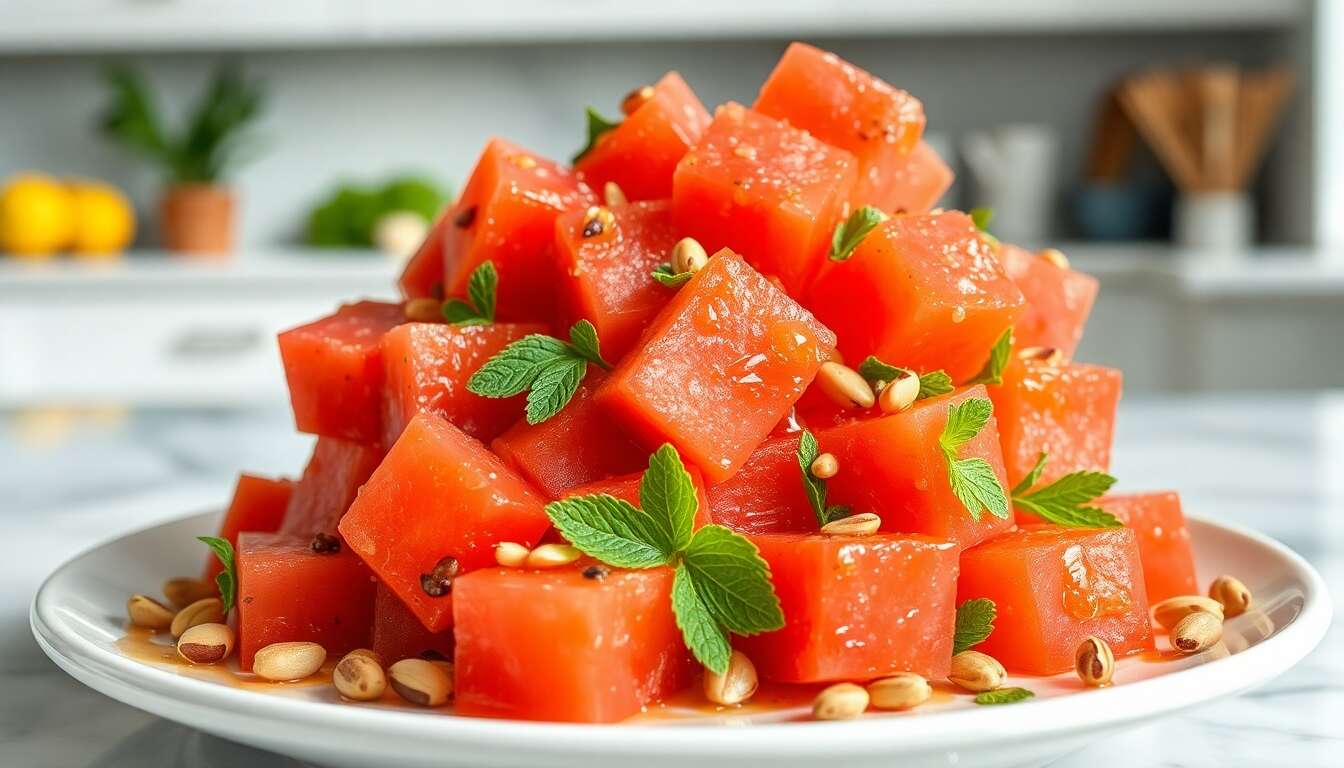 Salade de Pastèque à la Fleur d'Oranger : recette Minceur Délicieuse