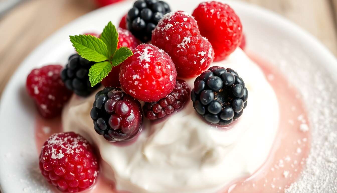 Glace minceur au fromage blanc et fruits rouges