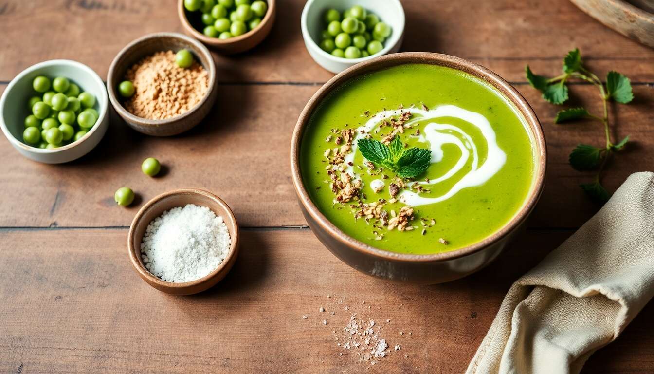 Velouté de petits pois à la menthe et perles du Japon : recette minceur