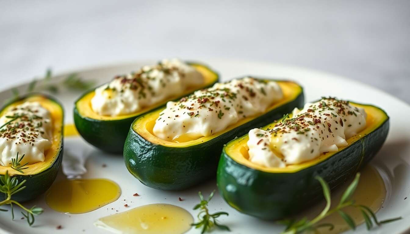 Courgettes farcies au chèvre frais et herbes aromatiques : une recette minceur savoureuse