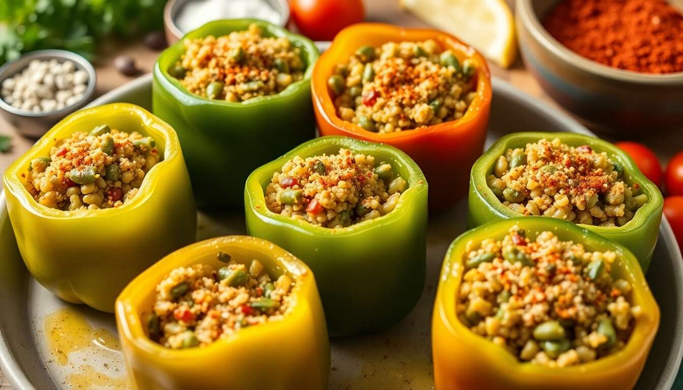 Rondelles de poivrons farcis : recette minceur savoureuse