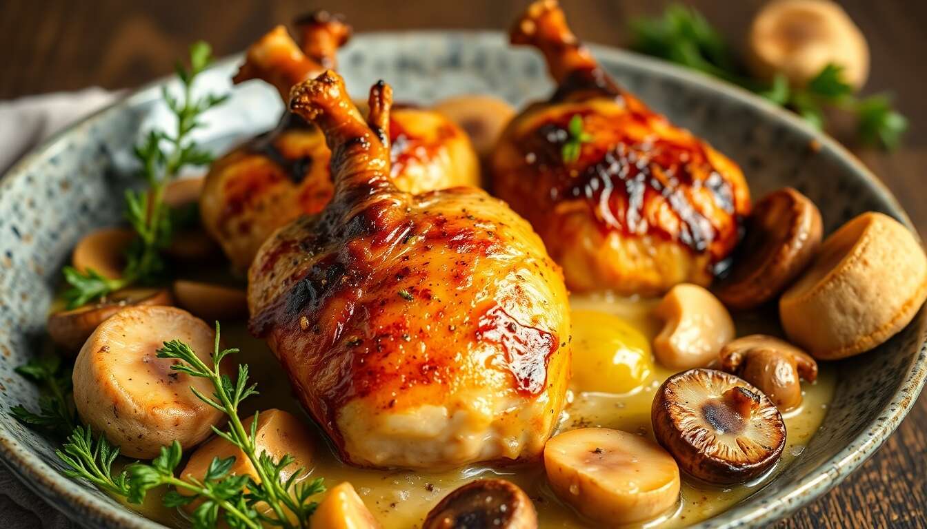 Cœurs de volaille aux champignons : recette minceur à la moutarde
