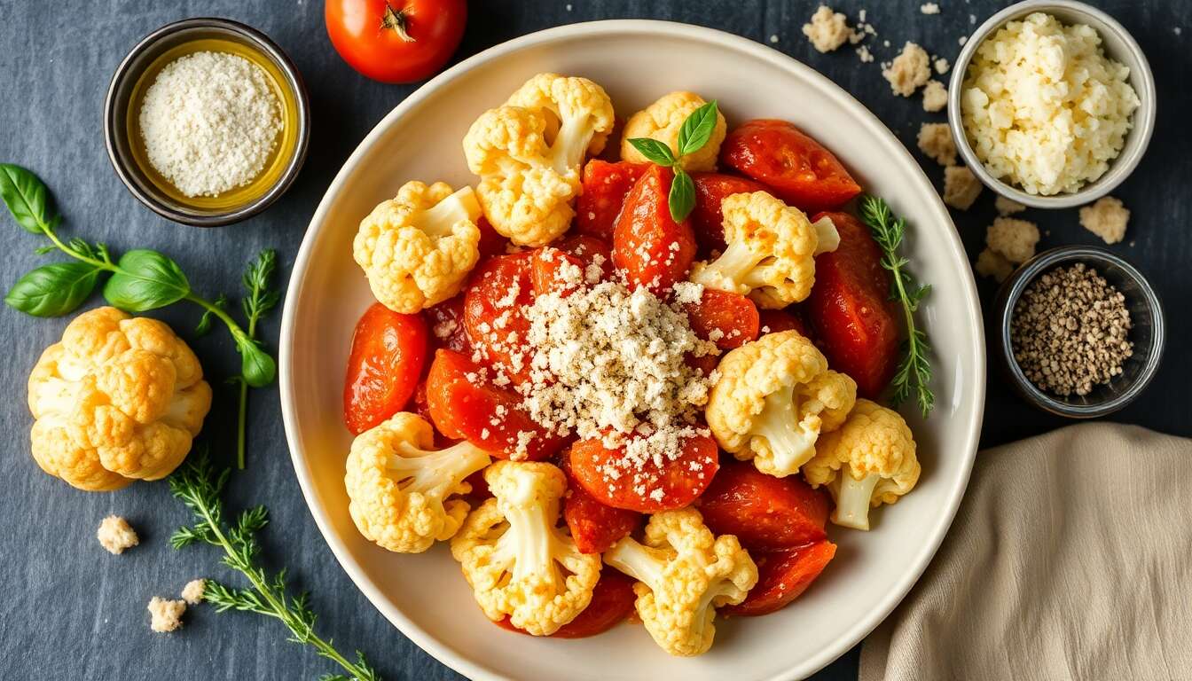 Croustillant de chou-fleur à la tomate : recette minceur facile