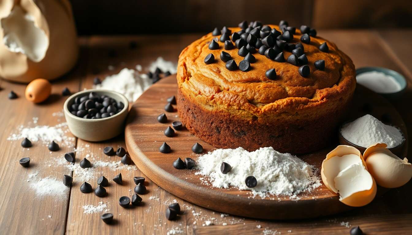 Cake minceur à la farine de châtaigne et pépites de chocolat noir