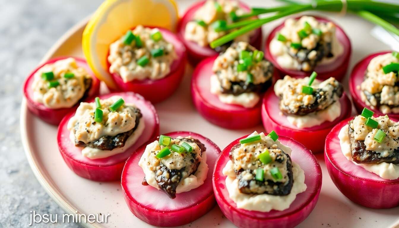 Recette minceur : canapés de radis noir aux rillettes de sardines
