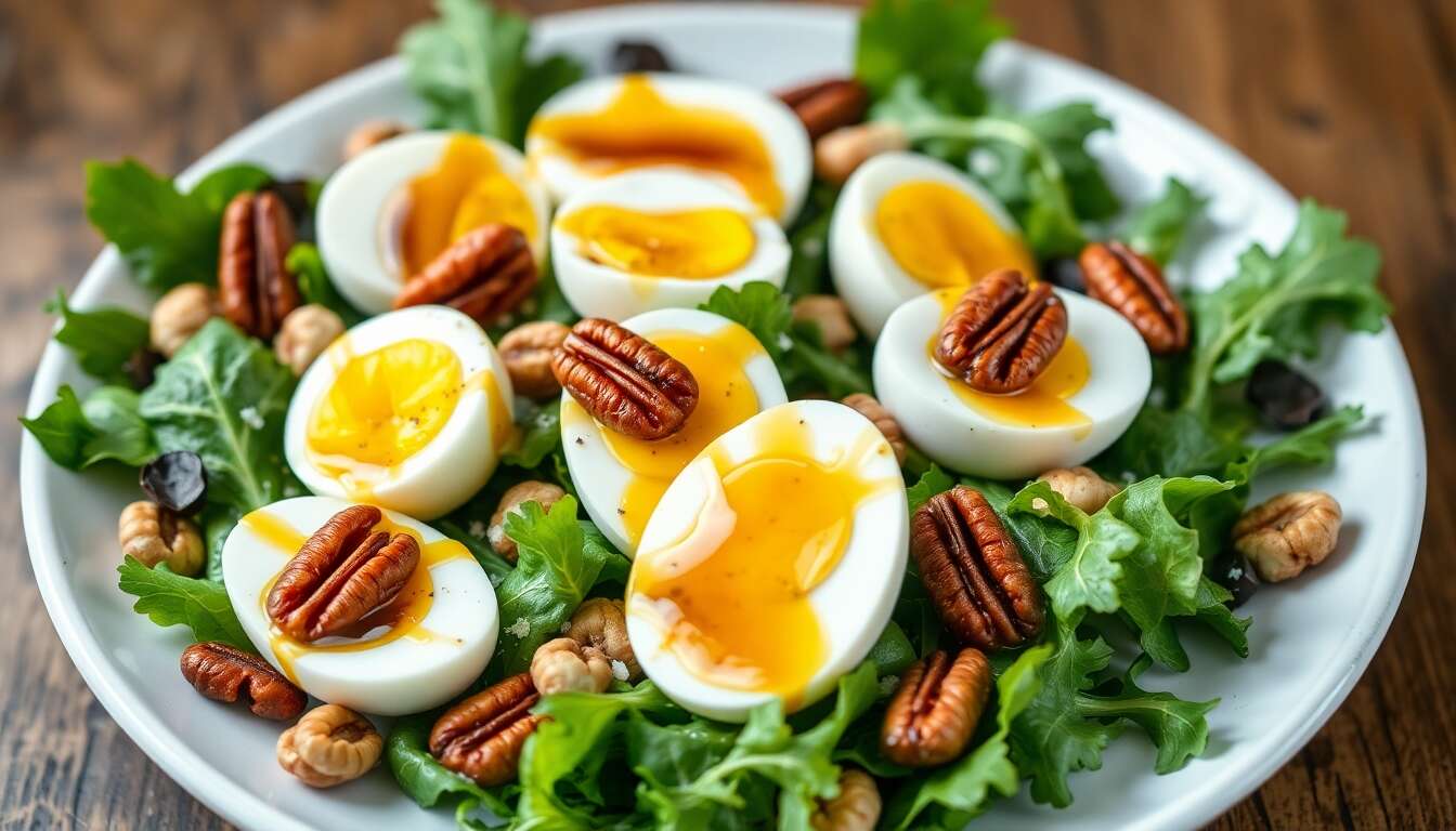 Salade festive aux œufs de caille : recette minceur délicieuse