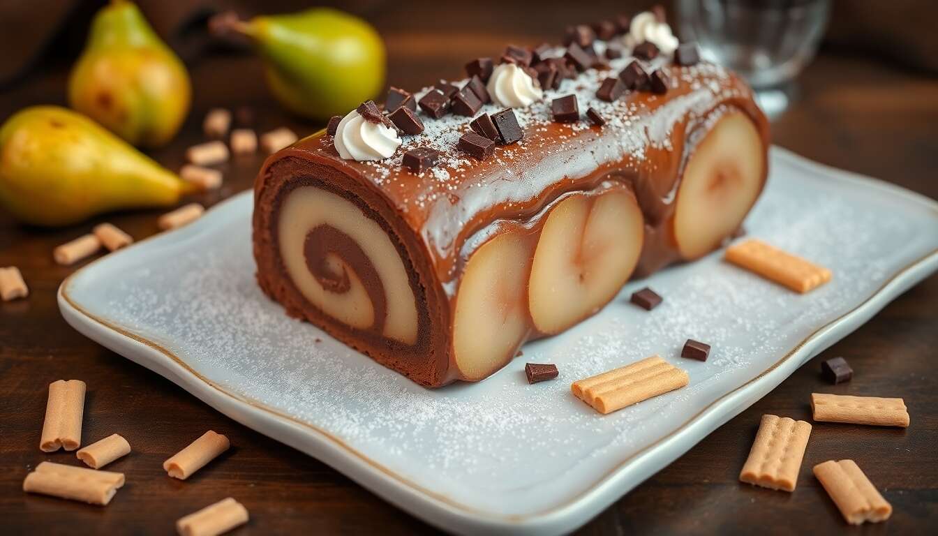 Recette de bûche glacée à la mousse chocolat et poire