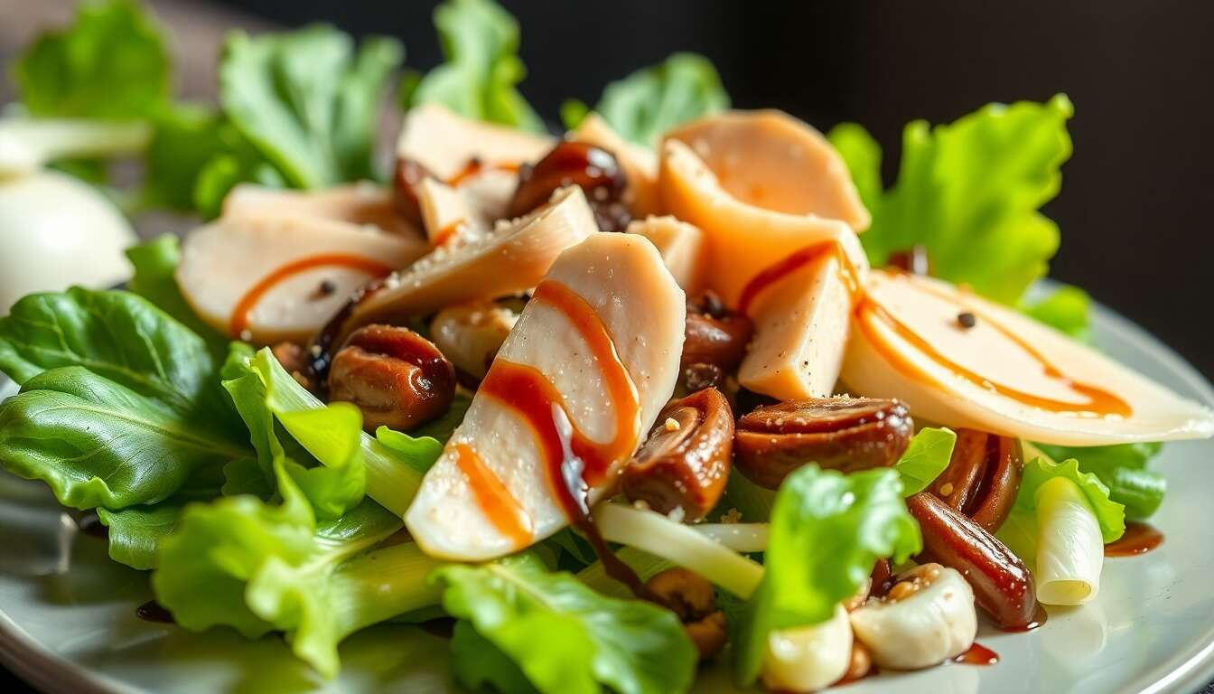 Salade d'endives aux trompettes de la mort, marrons et foie gras : une recette minceur gourmande