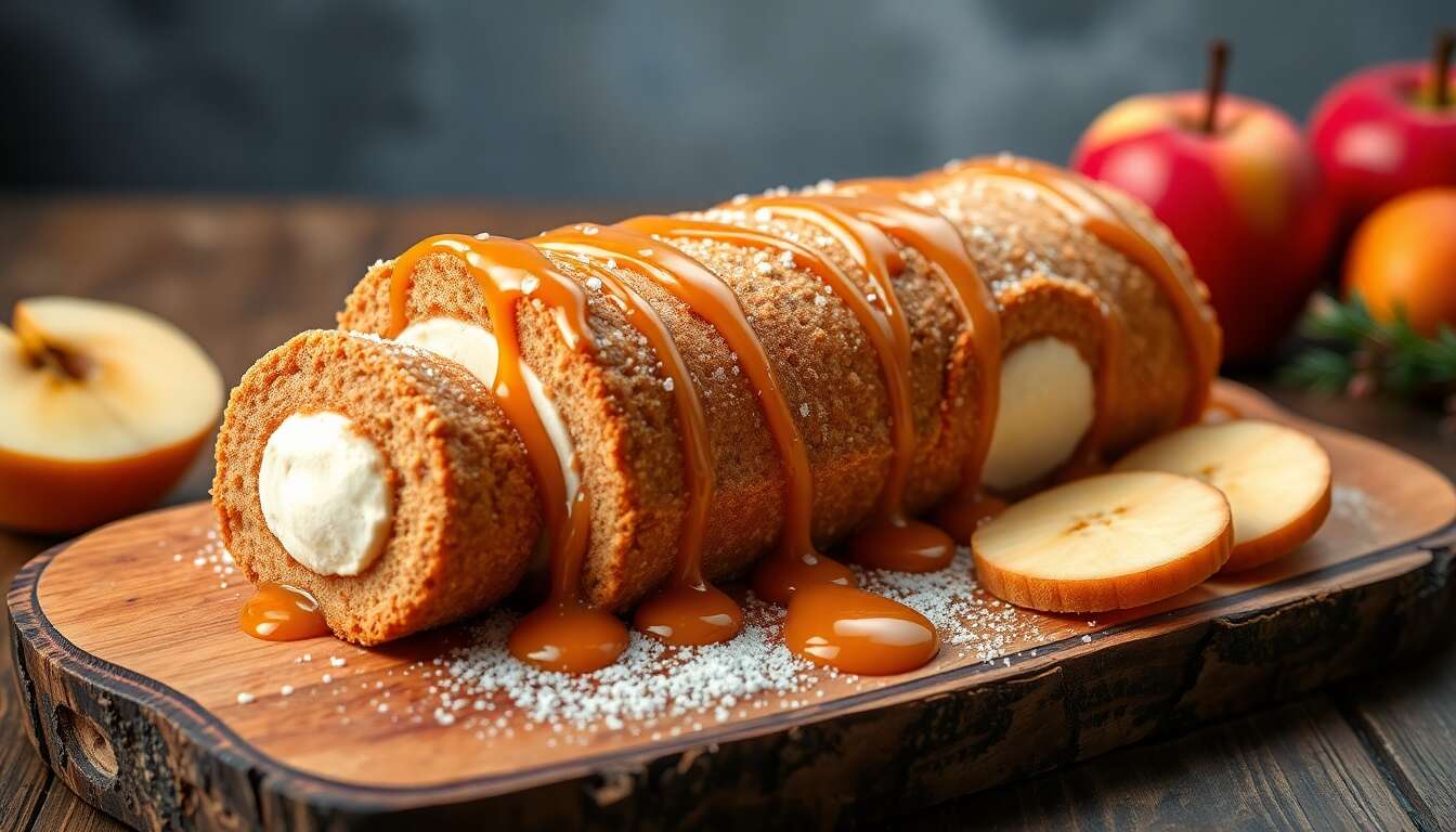 Bûche glacée pomme et caramel : recette minceur irrésistible