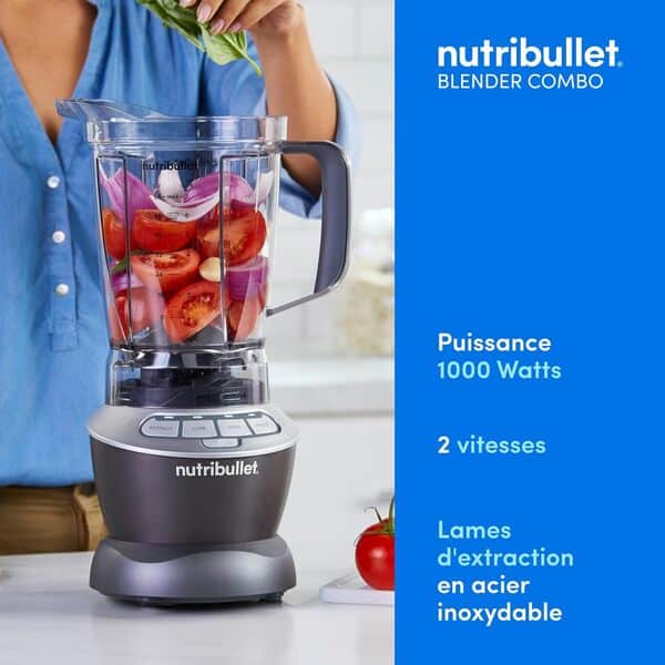 nutribullet Full Size Blender, Electric Blender, Multifunctional Hand Blender, Professional Blender, 1000 Watt Power, 1.6l beaker, grey, NBF450DG