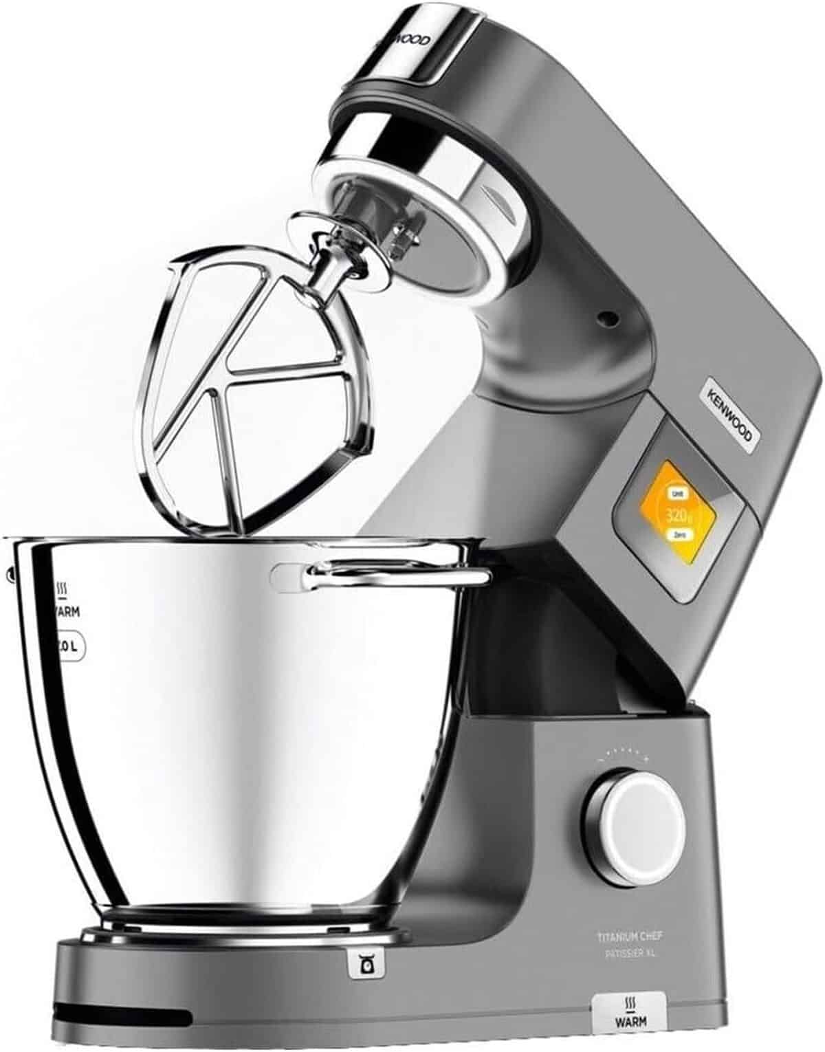 Test du Kenwood Titanium Chef Patissier XL : robot de cuisine argenté