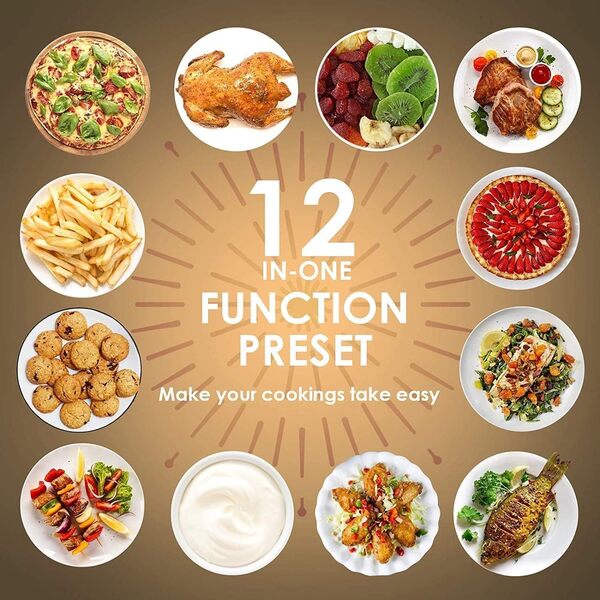 Uten Friteuse Sans Huile 10L, Friteuse à Air 12 en 1 Grande Capacité, 1500W XXL Air Fryer avec Affichage LED, Cuisson à Une Touche, Plusieurs Accessoires, Recettes, Four sans Huile, Sans BPA