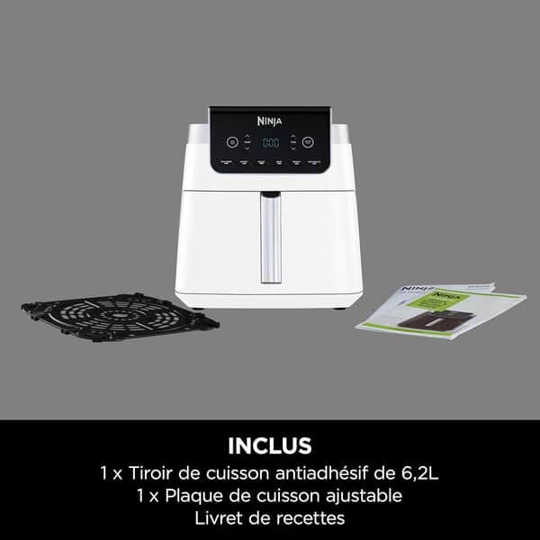 Ninja Air Fryer MAX PRO, 6.2L, sans huile, grand tiroir, rôtir, cuire, frire, familial, numérique, panier et plaque de cuisson compatibles lave-vaisselle, Blanc AF180EUWH