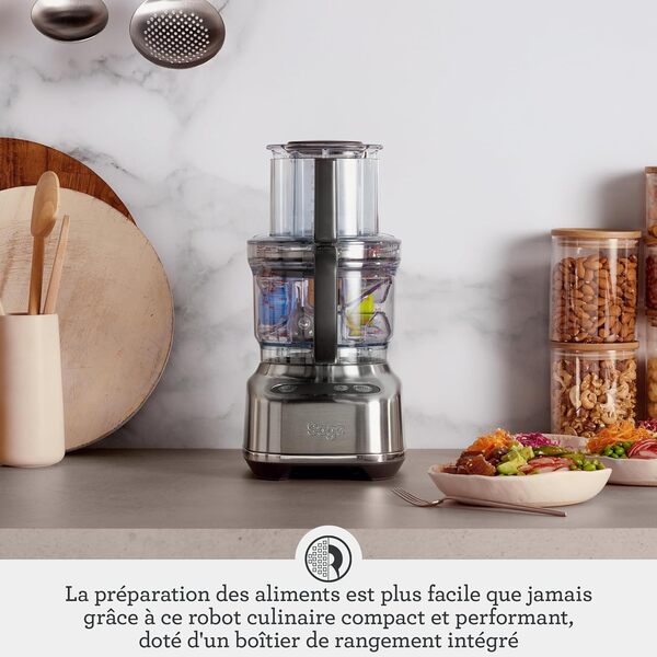 Sage - The Paradice 9 - Robot de Cuisine avec Kit de Découpe, Lame en S, Râpe Réversible, Éminceur Réglable et Lame à Pâte - Acier Inoxydable Brossé