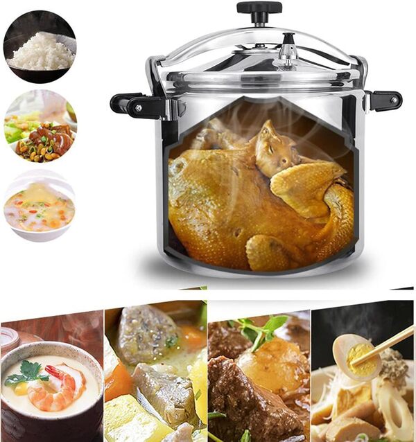 marmites à pression commerciales de 50L,Grands Pressure Cooker de cuisson anti-explosion multifonctions,Convient aux cuisines des grands hôtels,pressure cooker en aluminium/Cuisinière à gaz,Flamme nue