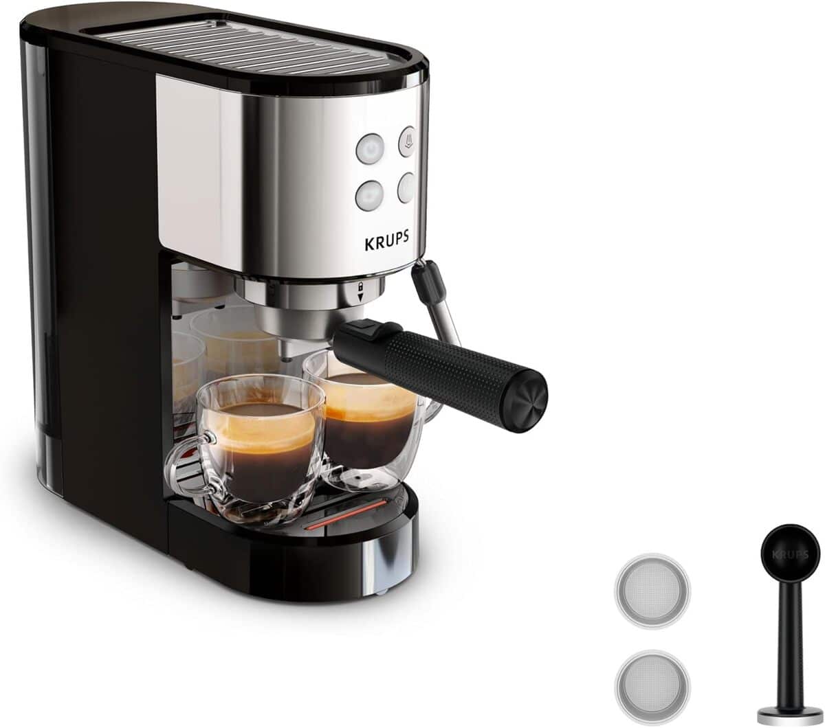 Test de la machine expresso manuelle Krups Virtuoso Essential XP441810 : design compact et performance à 15 bars