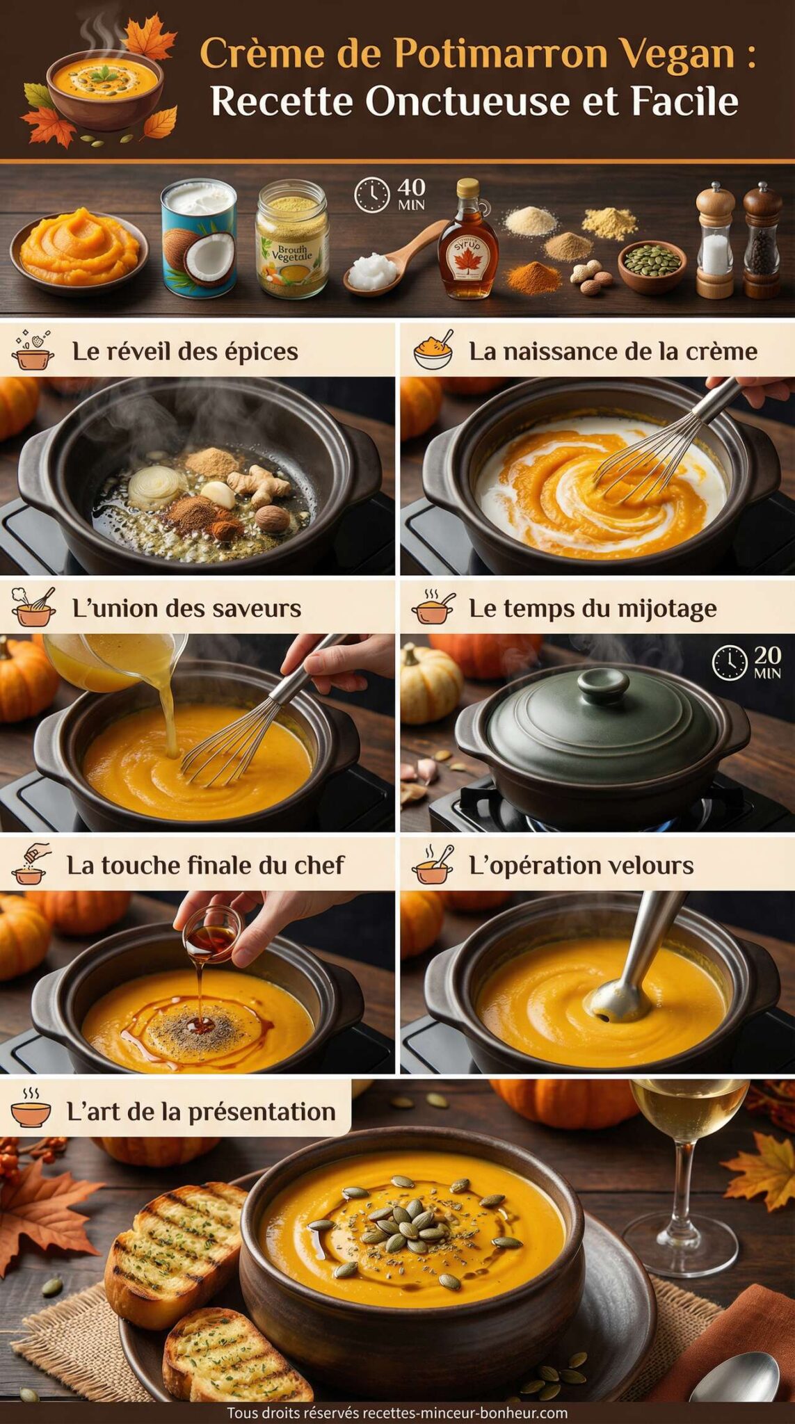 Fiche recette Cr&egrave;me de potimarron vegan : recette onctueuse et facile