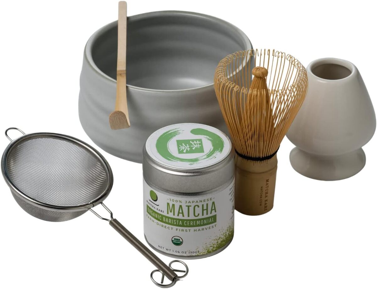 Test du service à thé matcha complet Matcha Kari Dr.  Weil blanc : cérémonie japonaise biologique