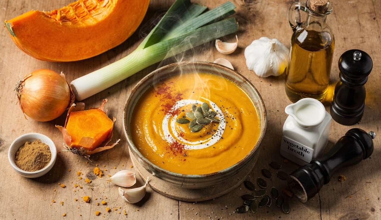 Recette de soupe de potiron rôti et poireaux