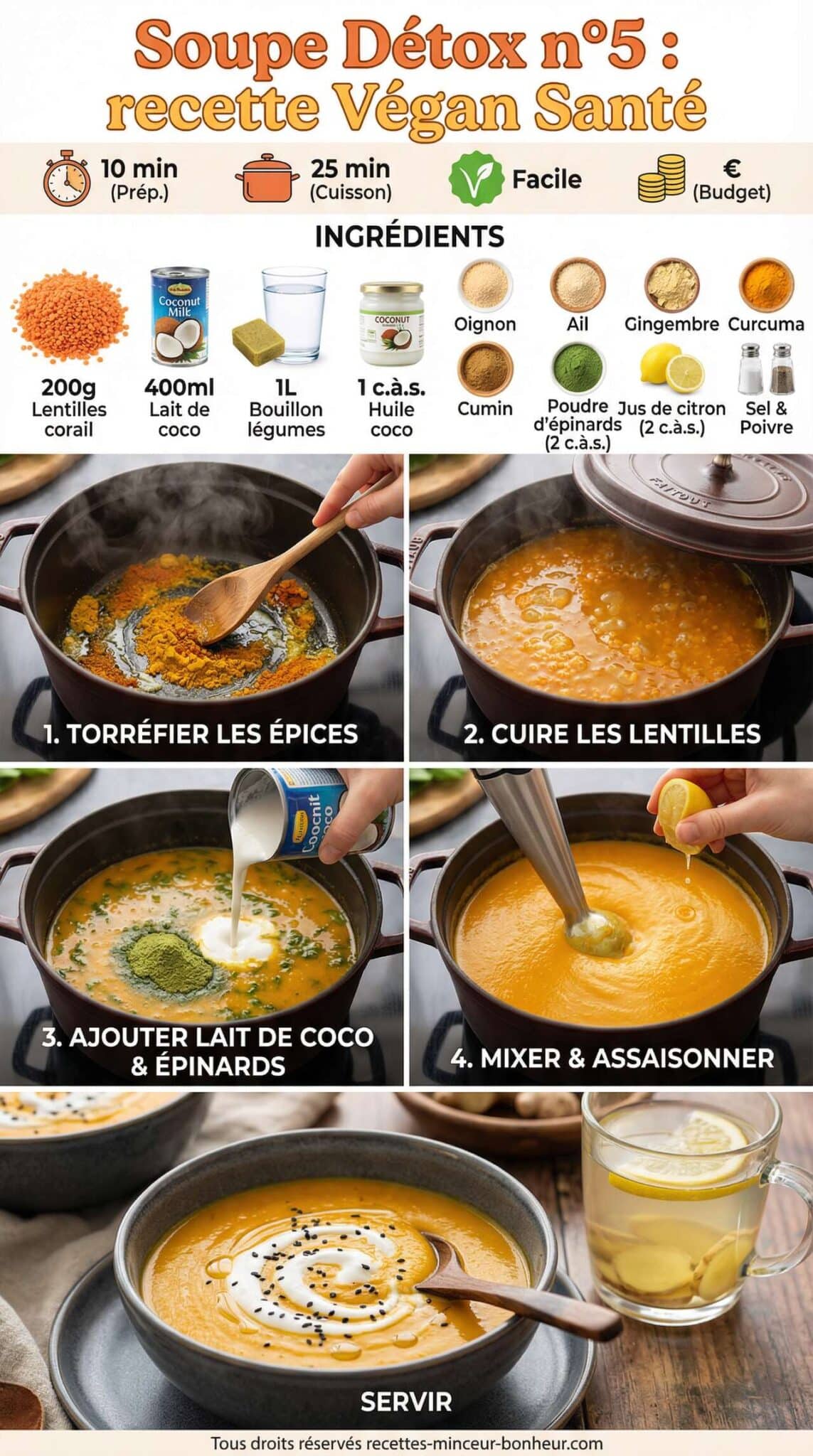 Fiche recette Soupe Détox n°5 : recette Végan Santé Fiche recette Soupe Détox n°5 : recette Végan Santé