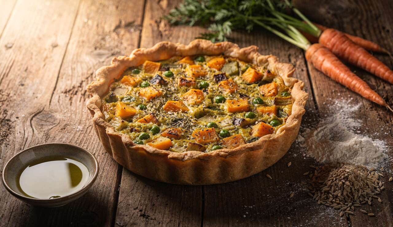 Quiche Vegan Courge Carotte Pois : recette Saine et Savoureuse