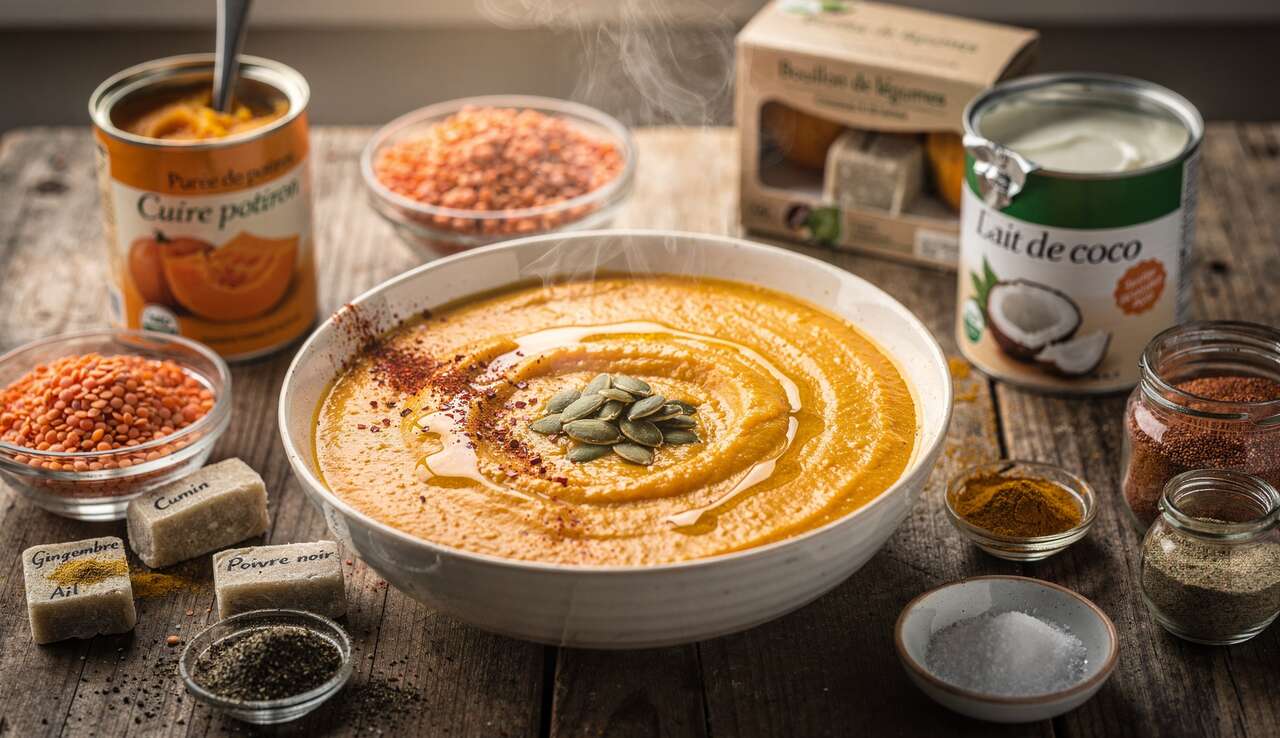 Velouté de potiron et lentilles corail : recette gourmande