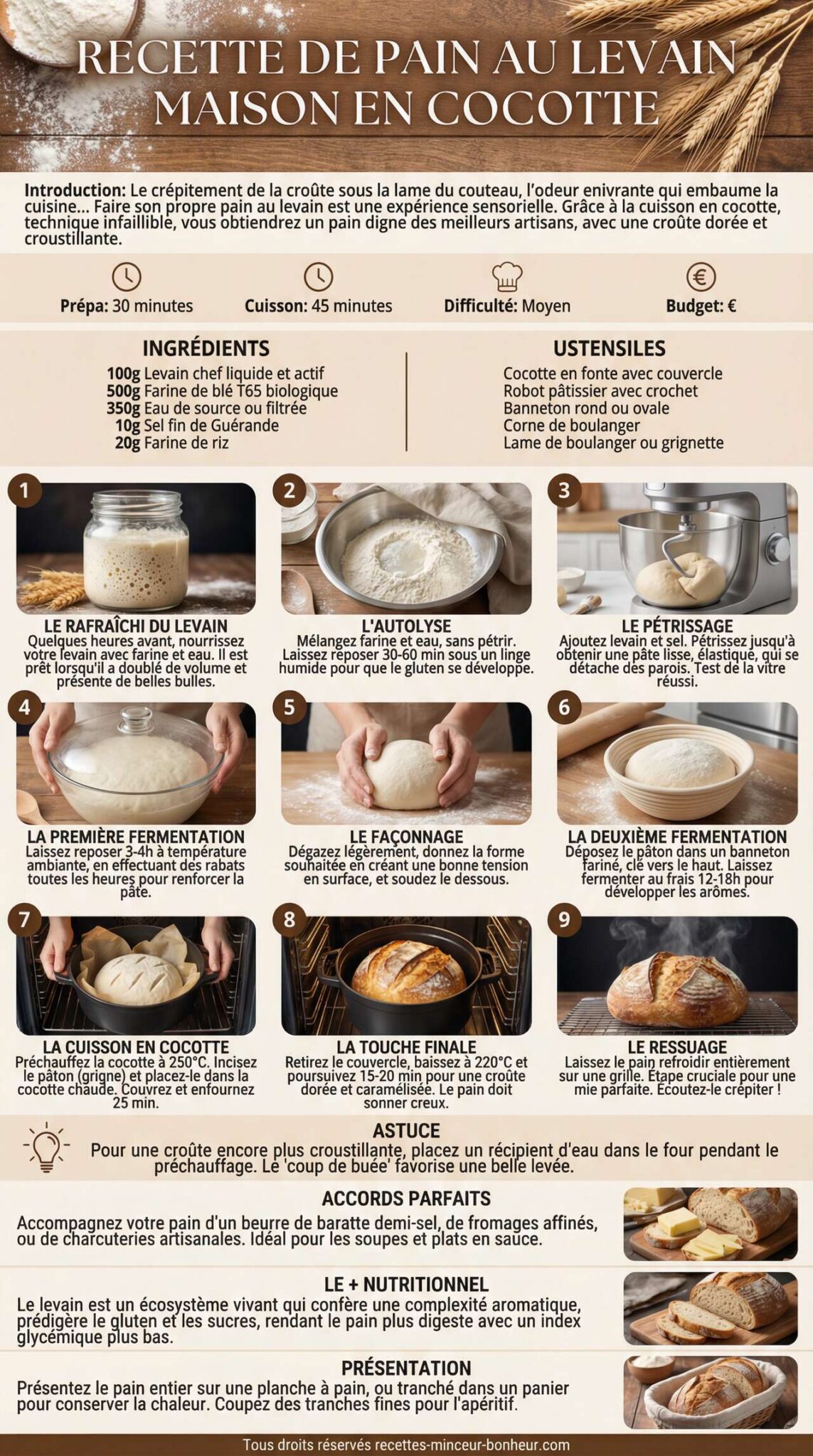 Fiche recette Recette de pain au levain maison en cocotte