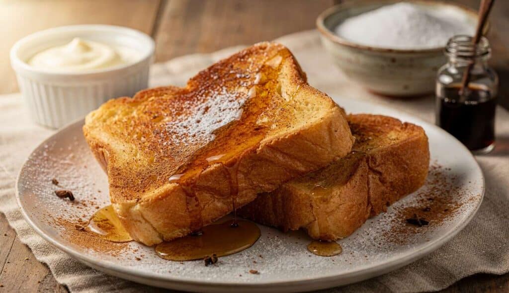 Recette de pain perdu à la crème et à la cannelle