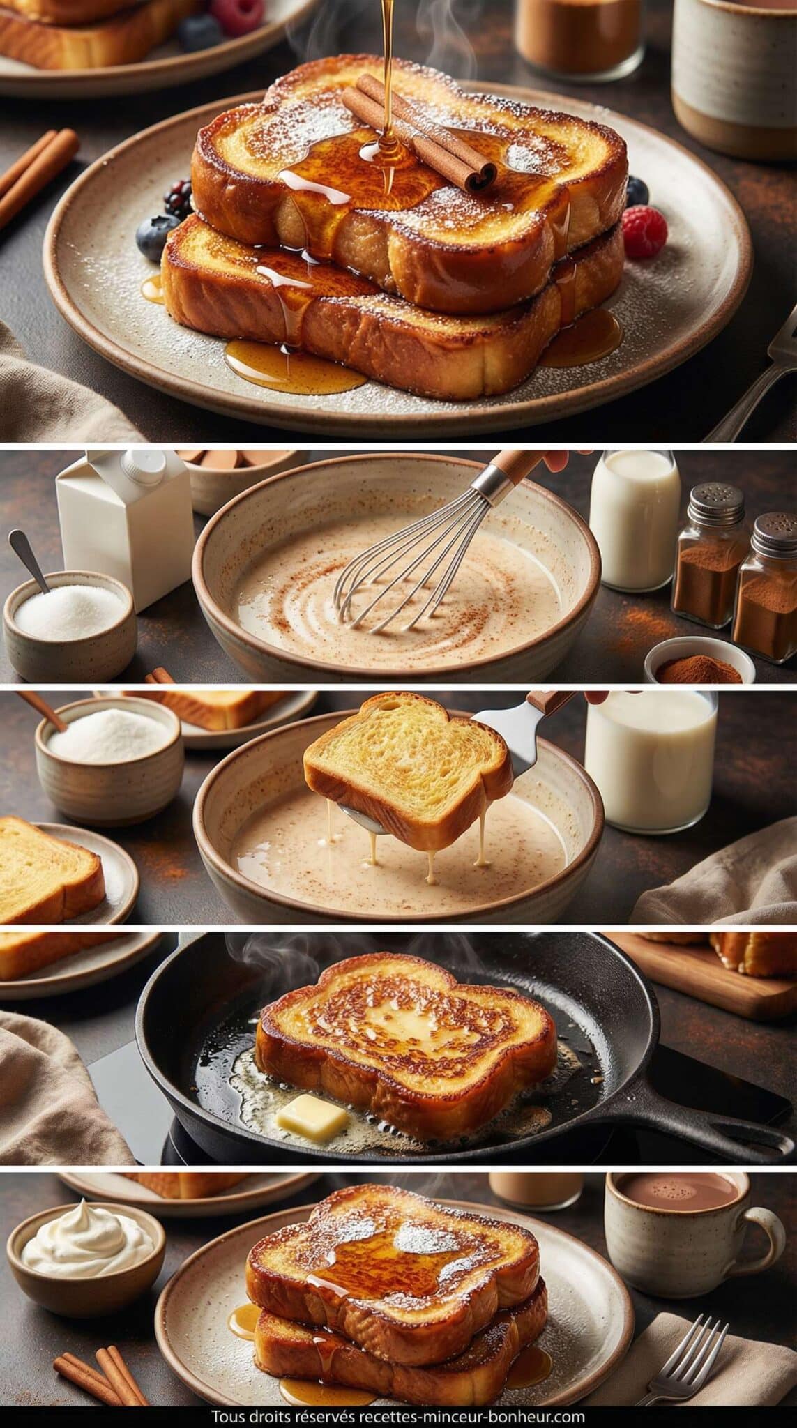 Fiche recette Recette de pain perdu &agrave; la cr&egrave;me et &agrave; la cannelle