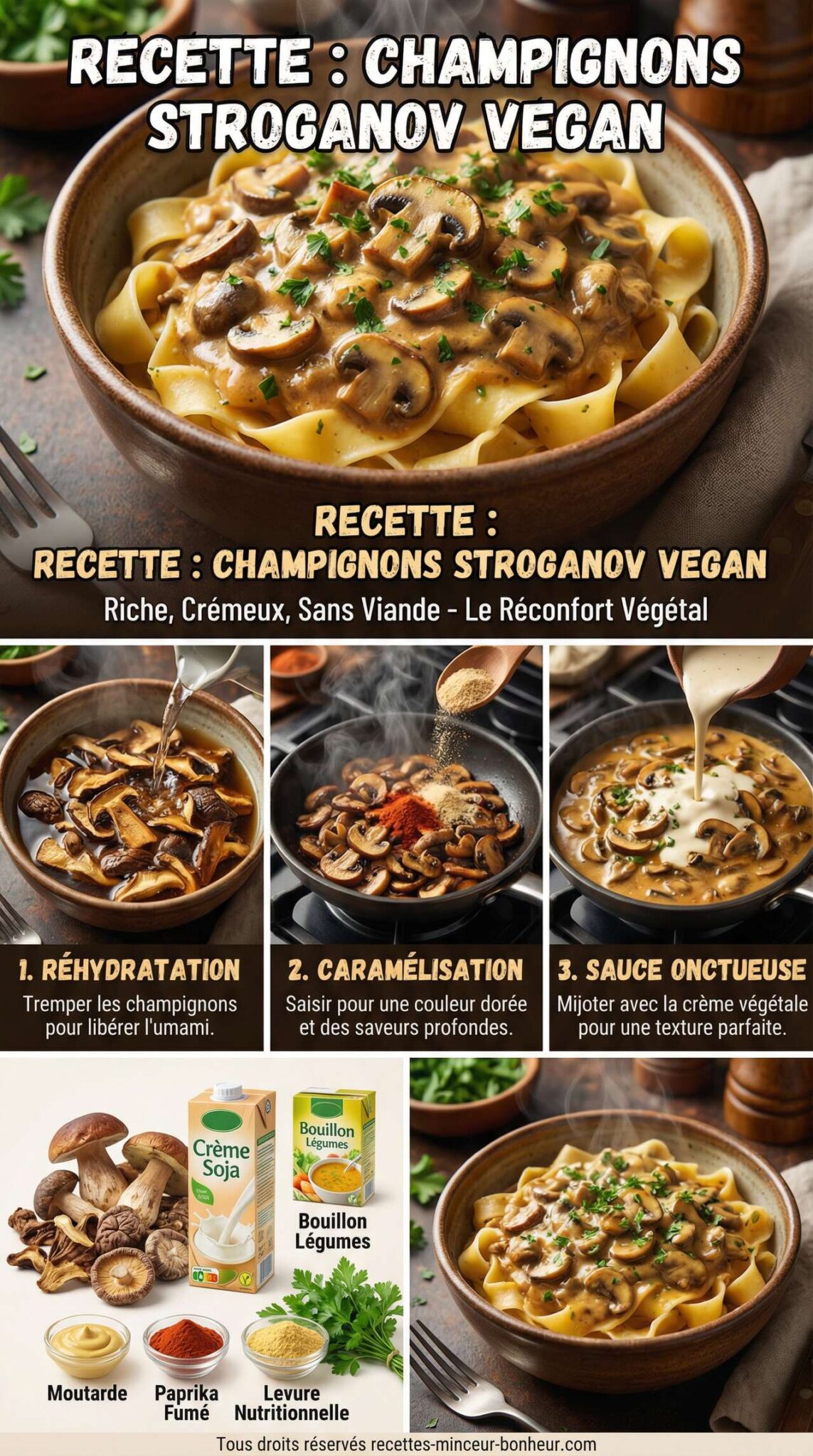 Fiche recette Recette de champignons Stroganov vegan