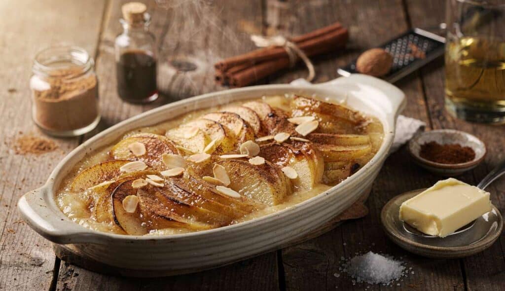 Gratin de poires à l'antillaise : recette vegan savoureuse