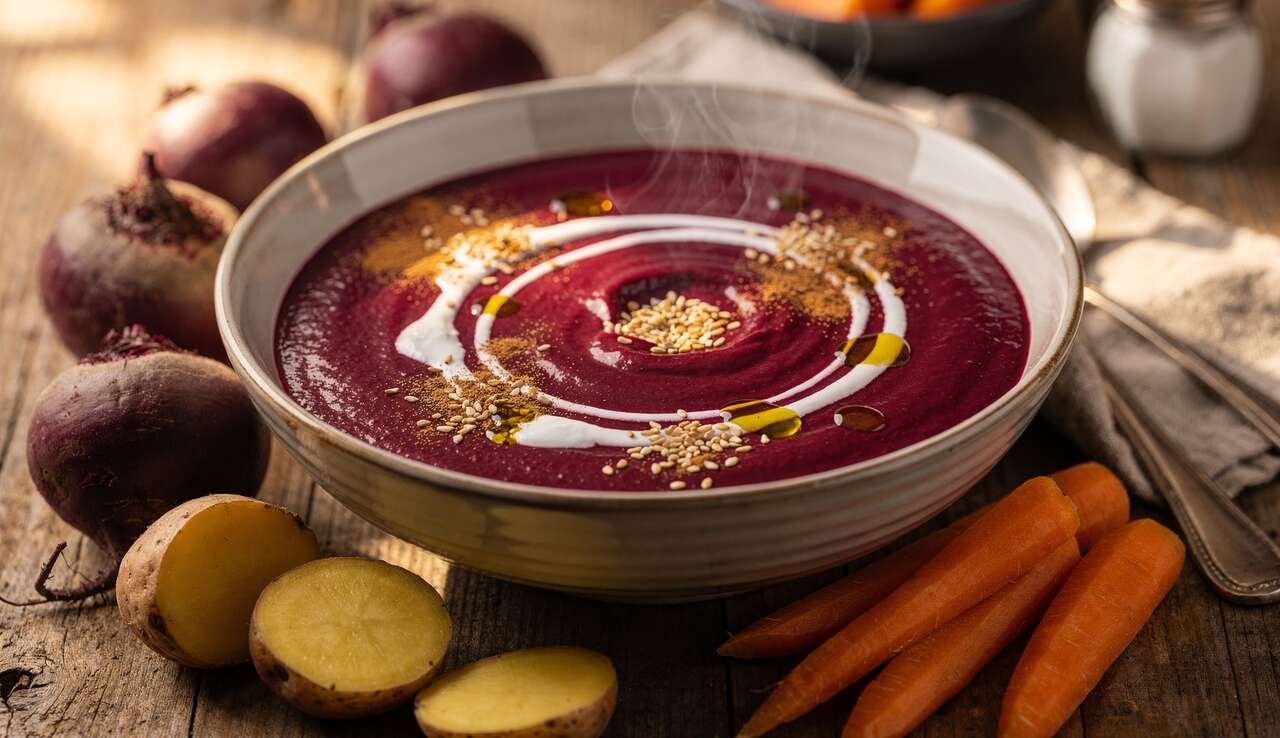 Velouté de légumes à la betterave : recette gourmande et saine