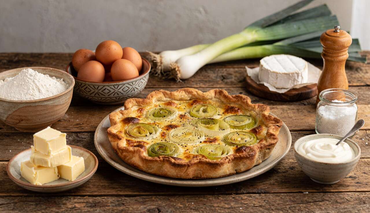 Recette de tarte aux poireaux et chèvre frais