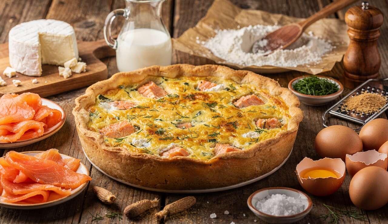 Quiche sans pâte saumon et chèvre : recette savoureuse